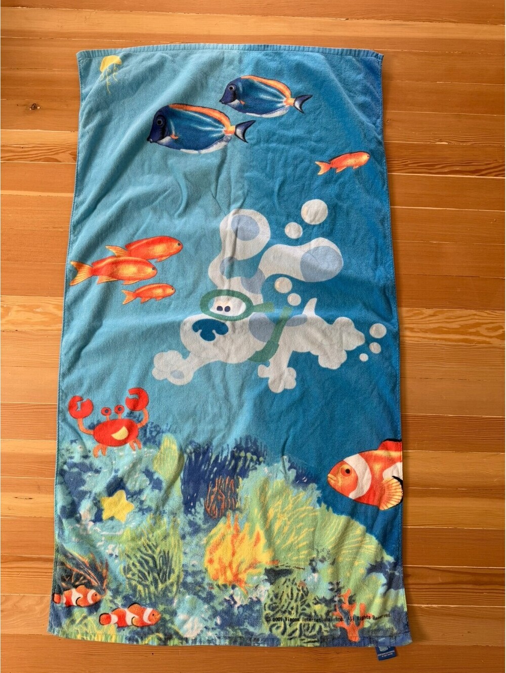 Vintage Y2K 2001 Blue’s Clues Steve Underwater Beach Towel Nickelodeon 55x30